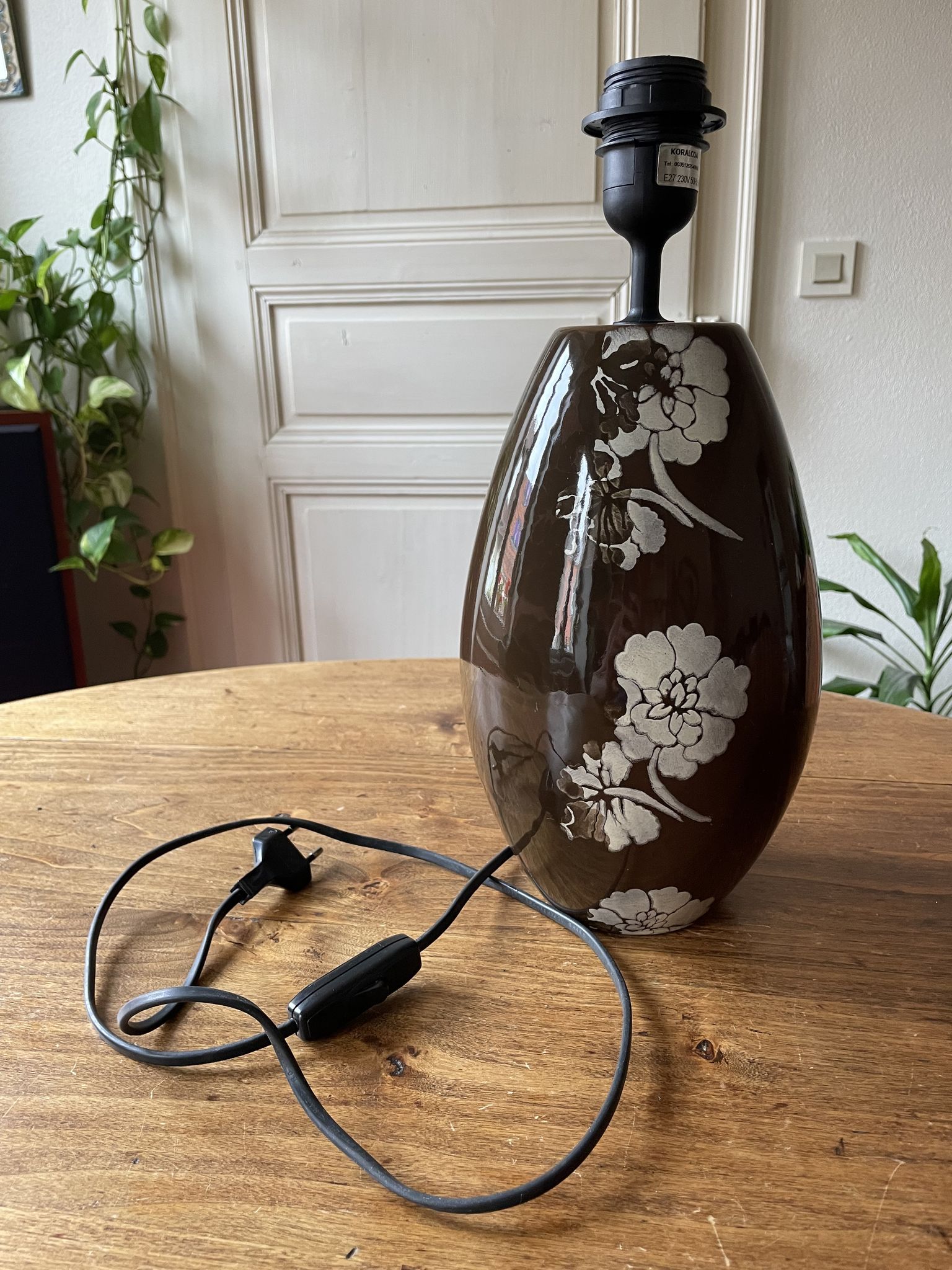 Large Koralcoa table lamp base, in ceramic
