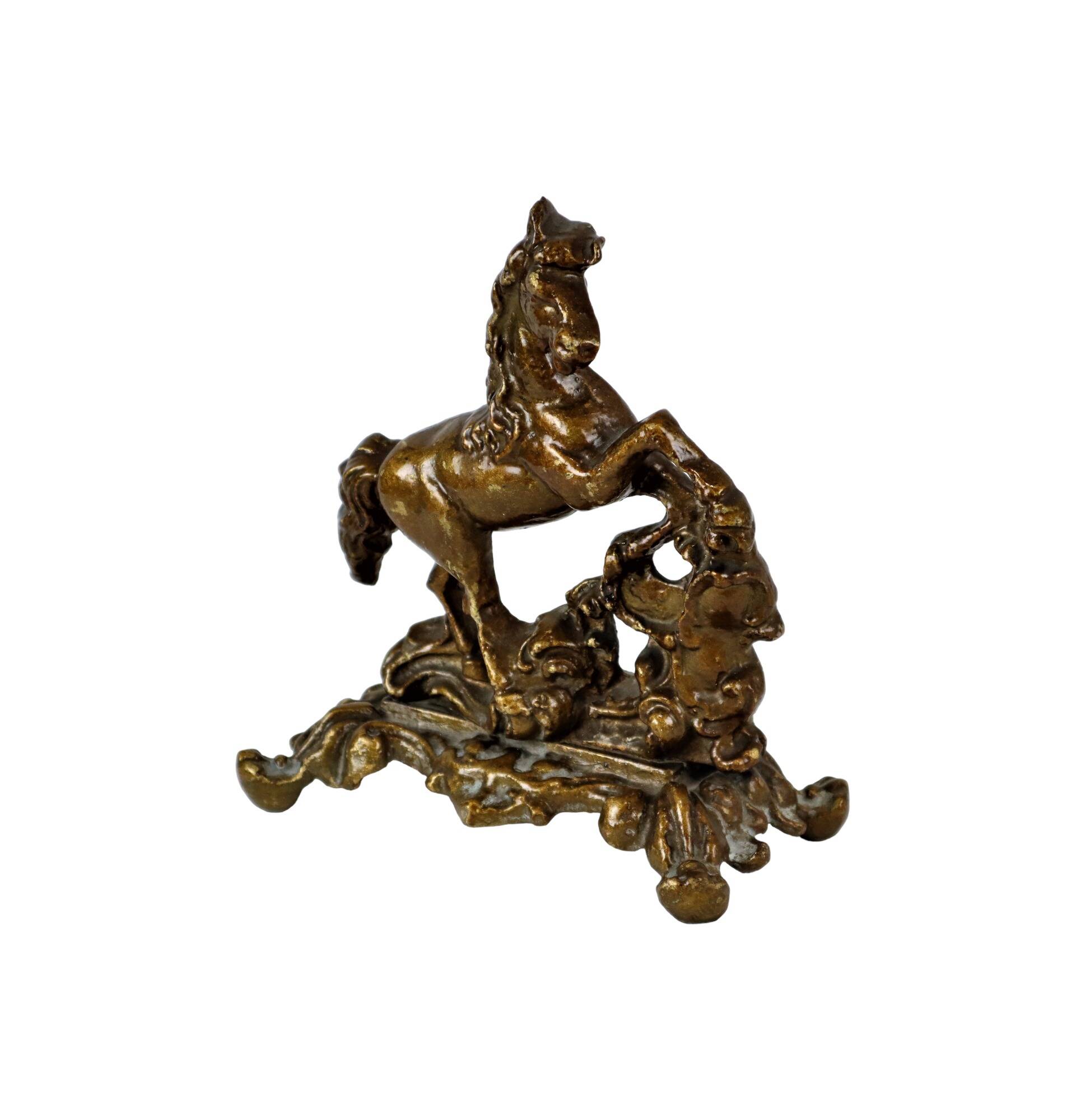 Vintage Horse Statue Solid Bronze Sculpture Patinated 20cm