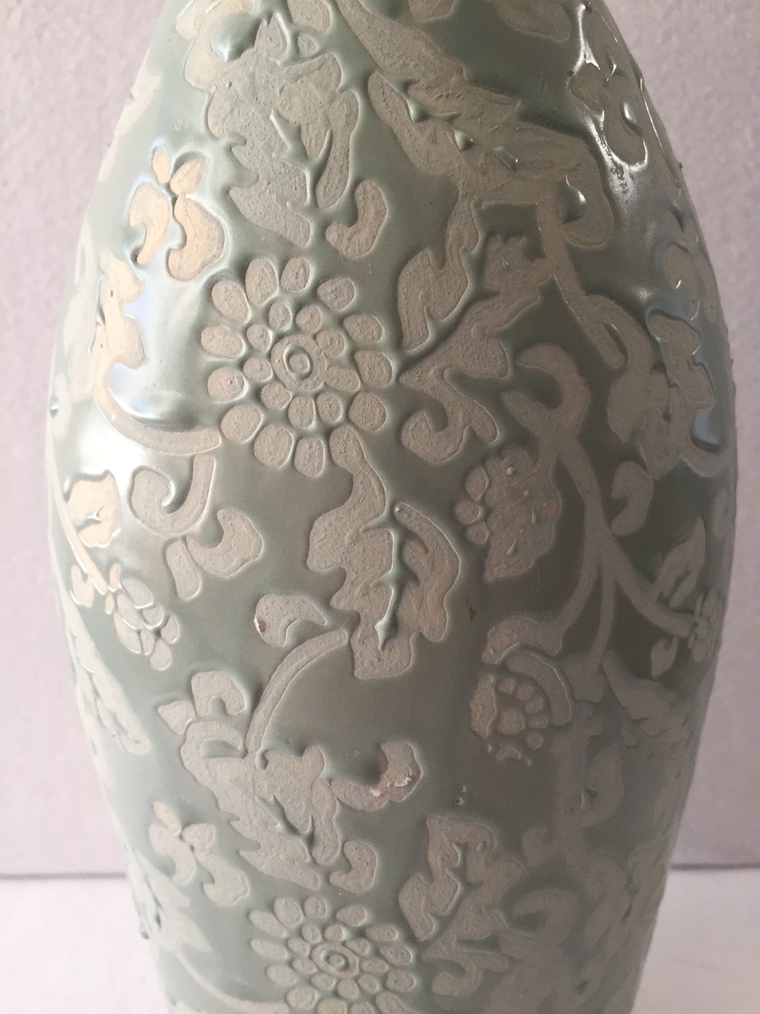 Contemporary decorative vase ceramic celadon green