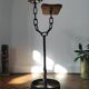 Meuble d'appoint, cendrier brutaliste en fer forgé et bois