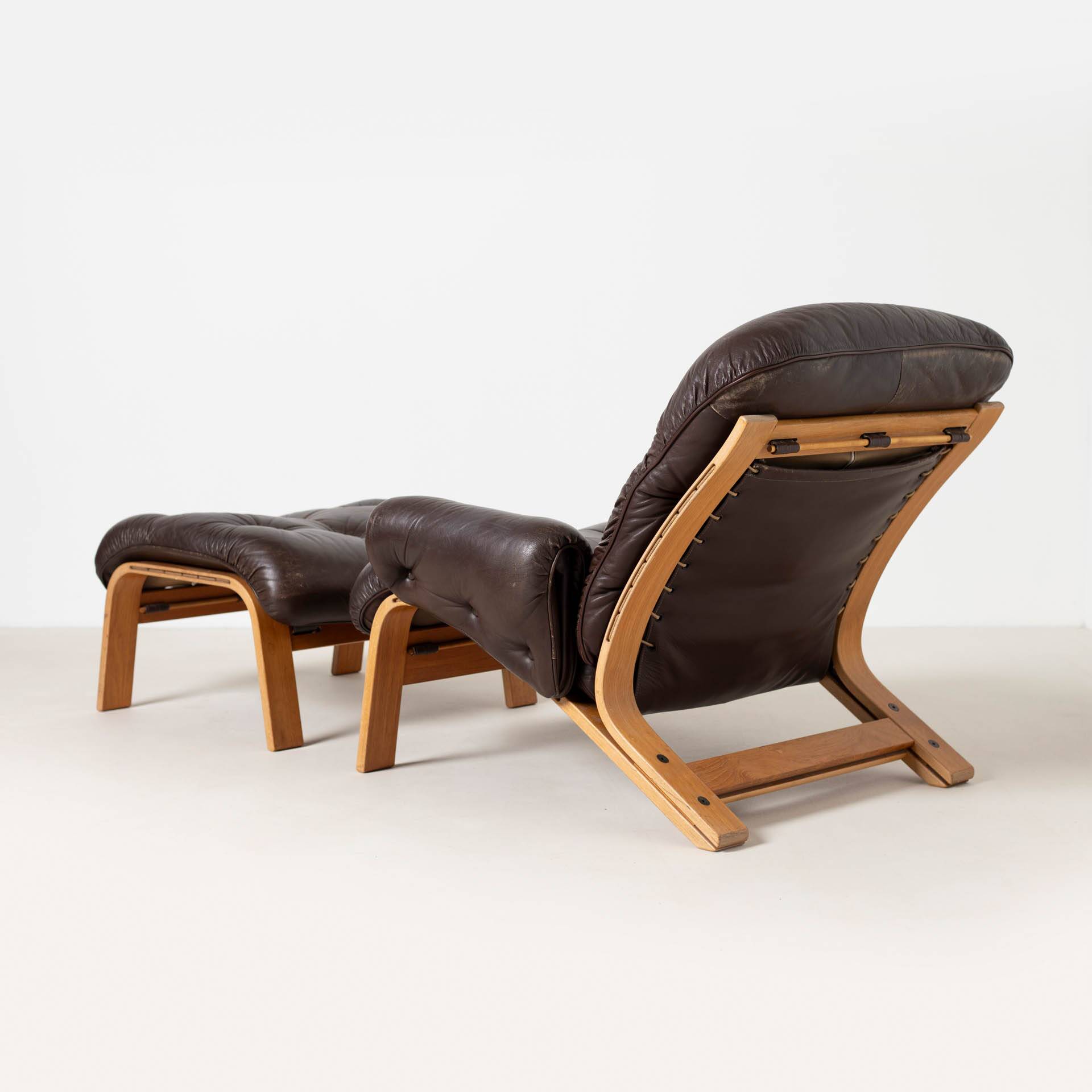 Set of Ry Wing lounge chair and ottomanby by Elsa and Nordahl Solheim