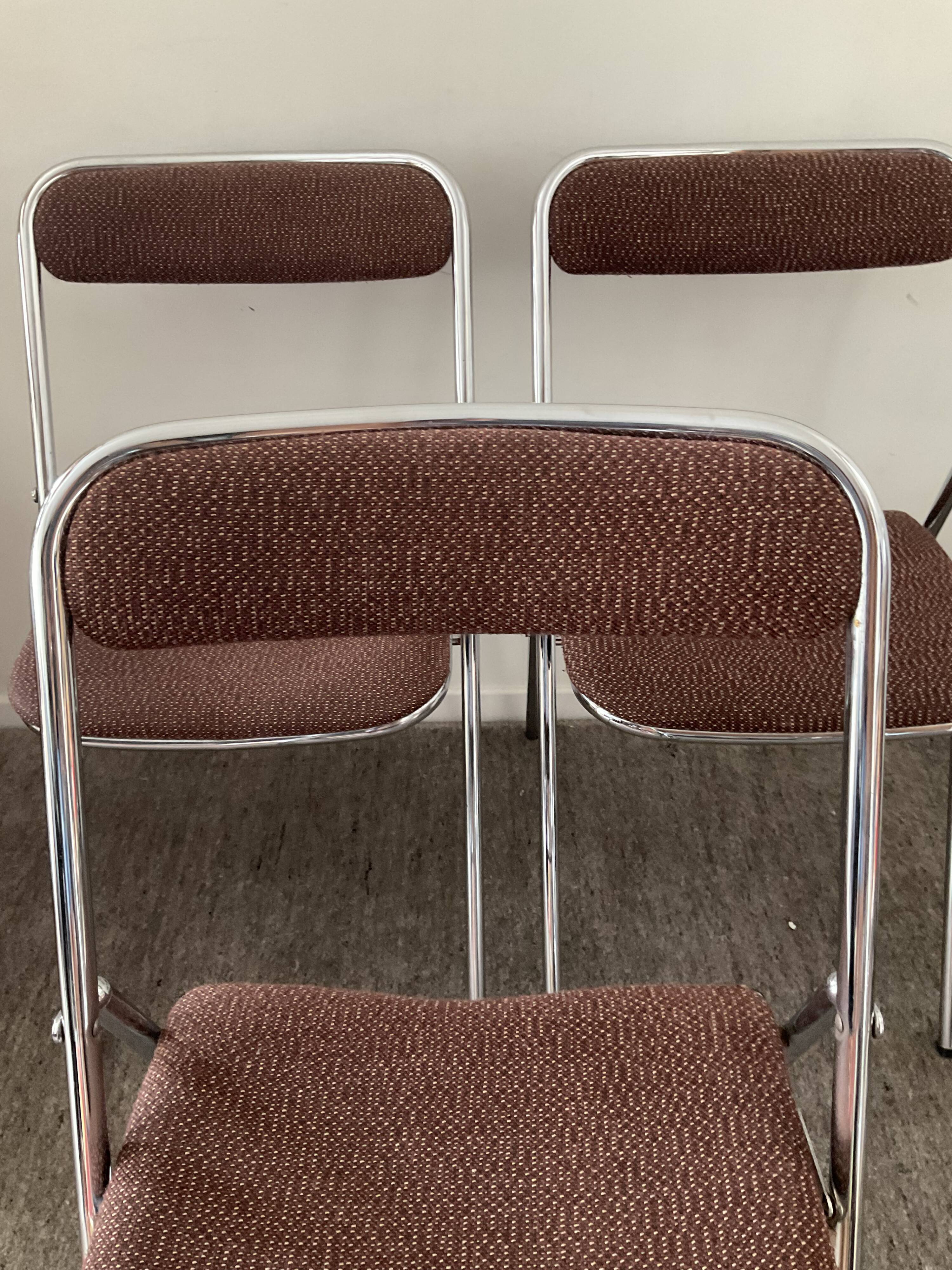 Série de 3 chaises pliantes Souvignet des années 70