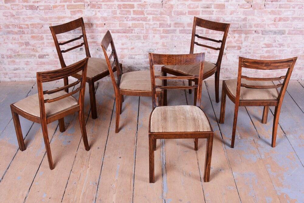 Art Deco Chairs in Walnut, Czech, 1920s, Set of 6