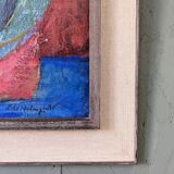 Mid-Century Modern Swedish "Fish & Fruit" Vintage Still Life Oil Painting, Framed