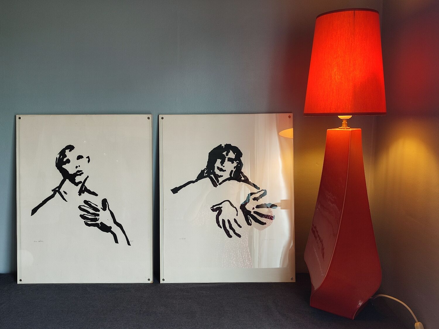 Set of three paintings by Anne Salaün.