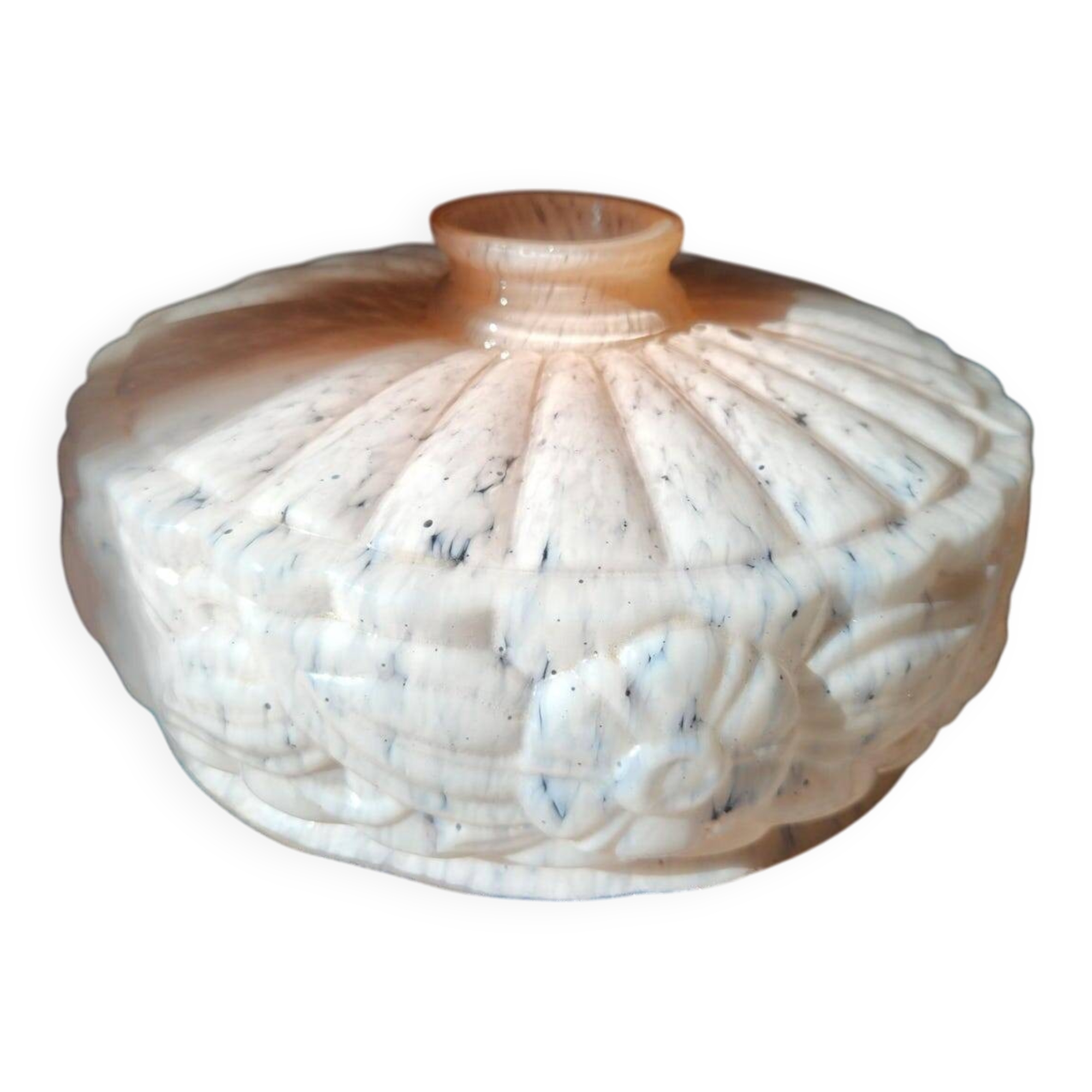 Art Deco Pink Opaline Glass Suspension Lamp Shade Rose Detail