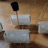 Arlus chandelier 4x2 brass lights prespex 1950/1960 vintage