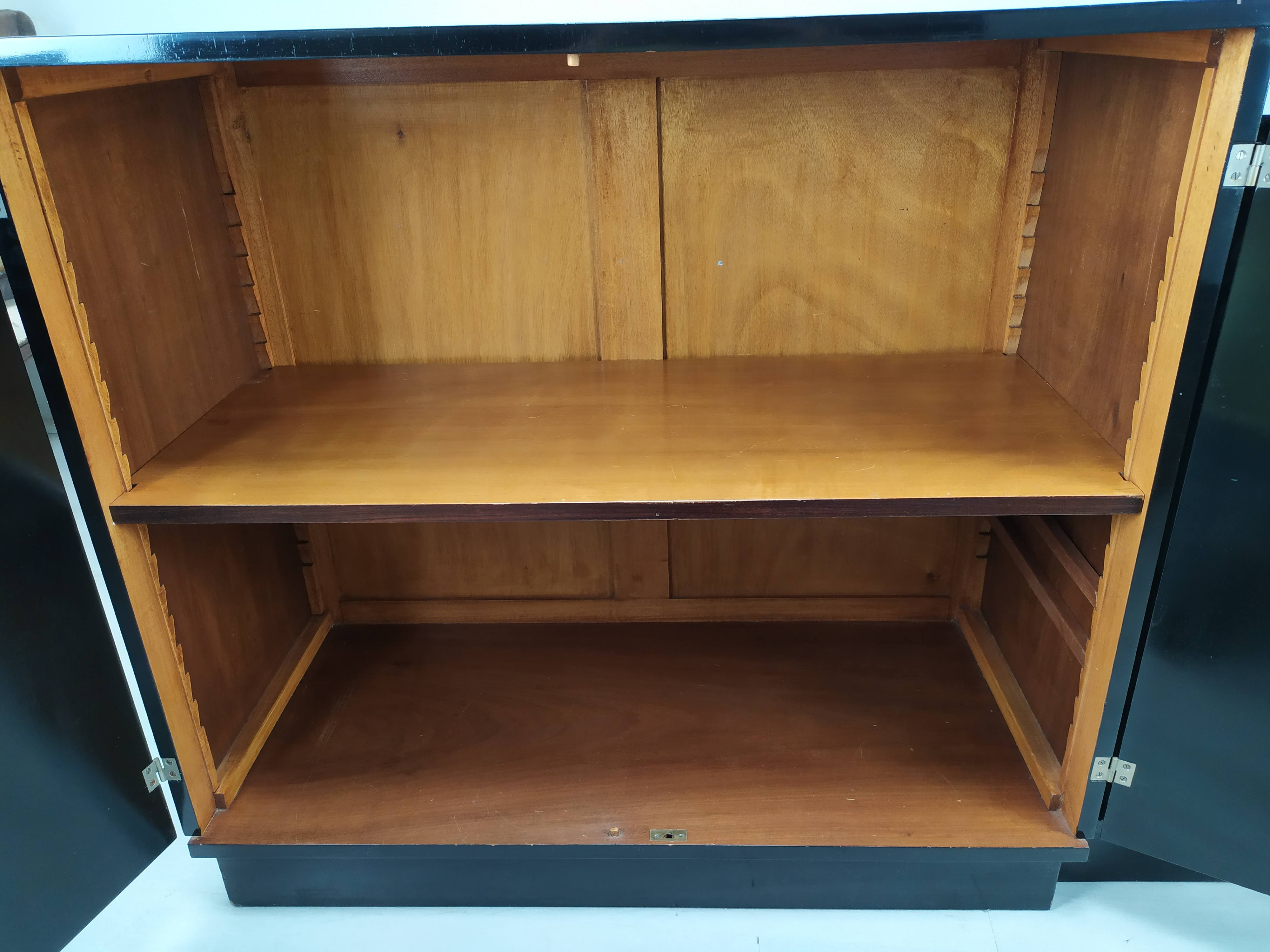 Modernist art deco black lacquered buffet