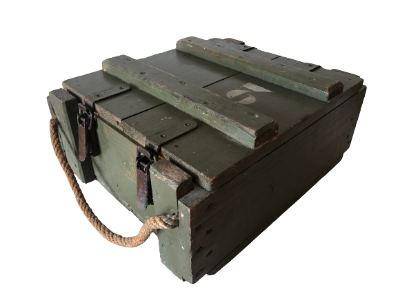 Green wooden chest ammunition box
