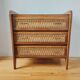 Vintage 1950 wood and rattan chest of drawers