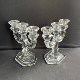 Pair of crystal candlesticks – Bernard Schott – Hellert (Moselle)