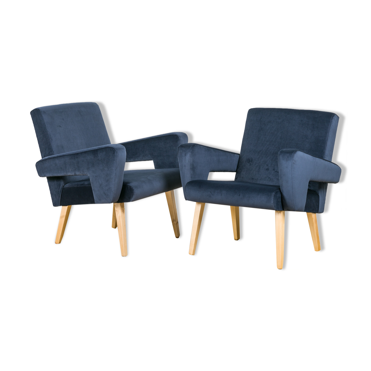 Ensemble de 2 fauteuils en velours de jitona, années 60