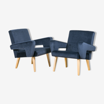 Set of 2 velvet armchairs from jitona, 60's