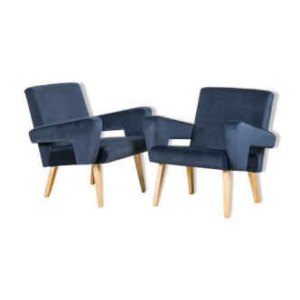 Ensemble de 2 fauteuils en velours de jitona, années 60