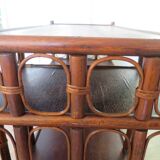 Retro-Side table-vinyl furniture-wood, rattan and bamboo-80s