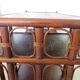 Retro side table - vinyl furniture - rattan and bamboo - 1980s