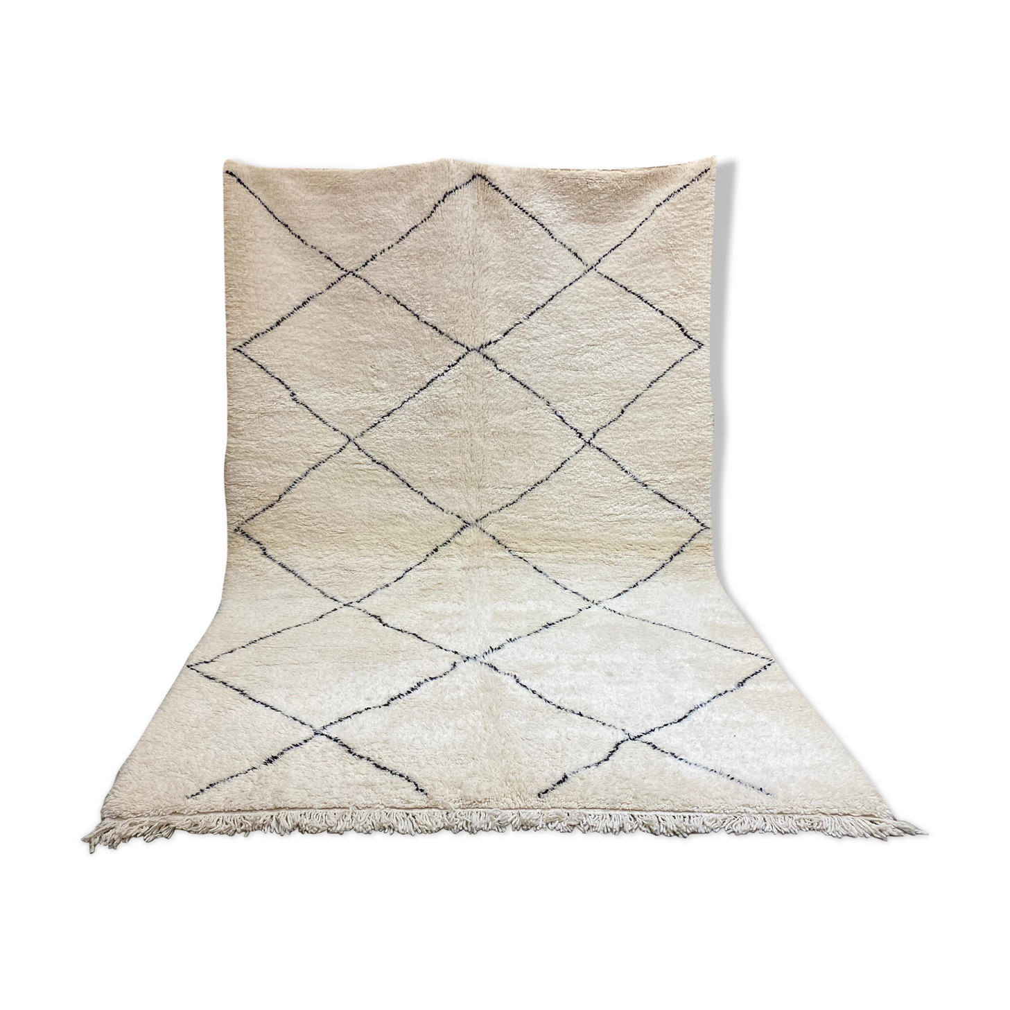 White/black berbere wool carpet  205x320cm