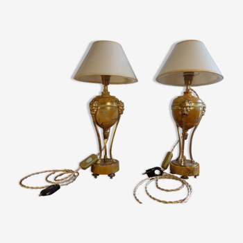 Paire de cassolettes montées en lampe