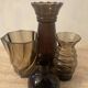Series of 4 vintage smoked glass vases from the 70s