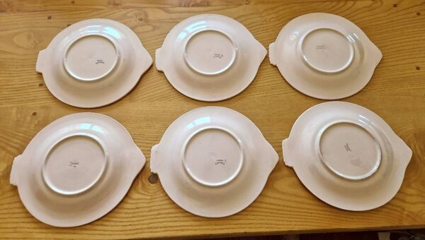 Set de 6 assiettes à poisson en faience de Longwy