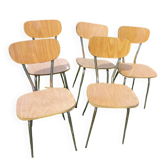 Lot 5 chaises formica effet bois