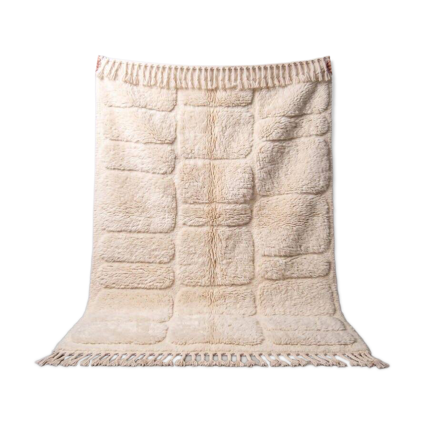 Handmade traditional Berber rug white 2/3 m
