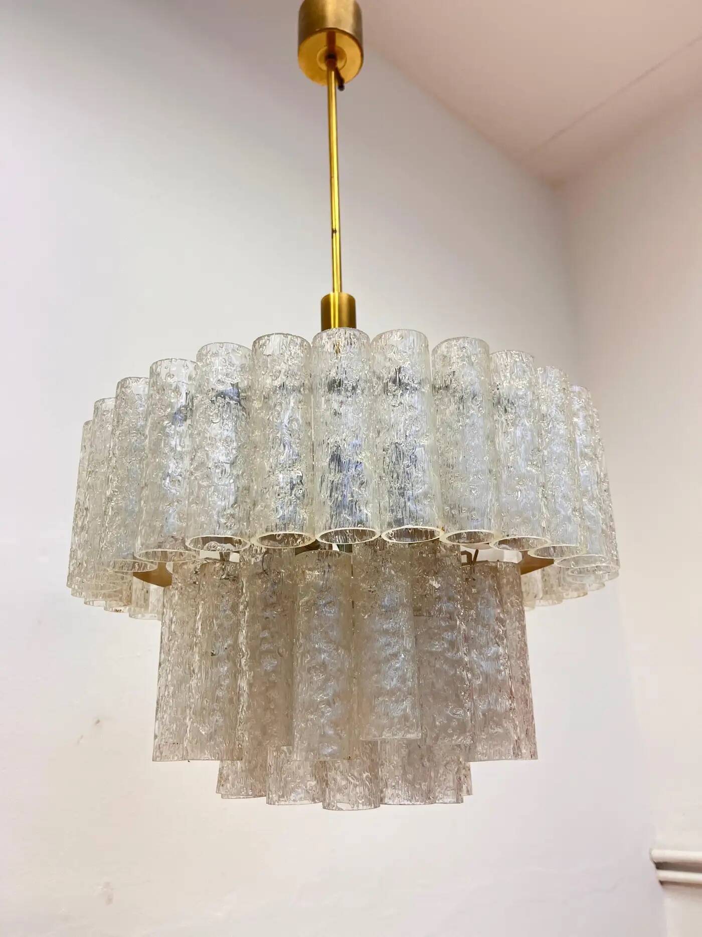 XL design midcentury glass chandelier by Doria, 1960s / Germany