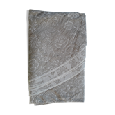 Nappe ronde couleur lin et ivoire motif floral esprit imprimé indien