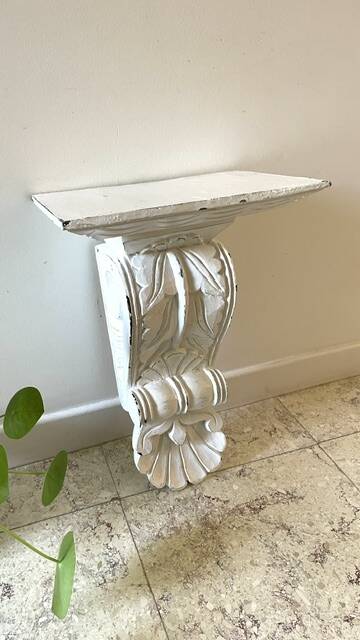 White Patinated Wall Console Shelf