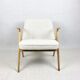 Pearl Boucle & Oak Armchair by Józef Chierowski, 1970s