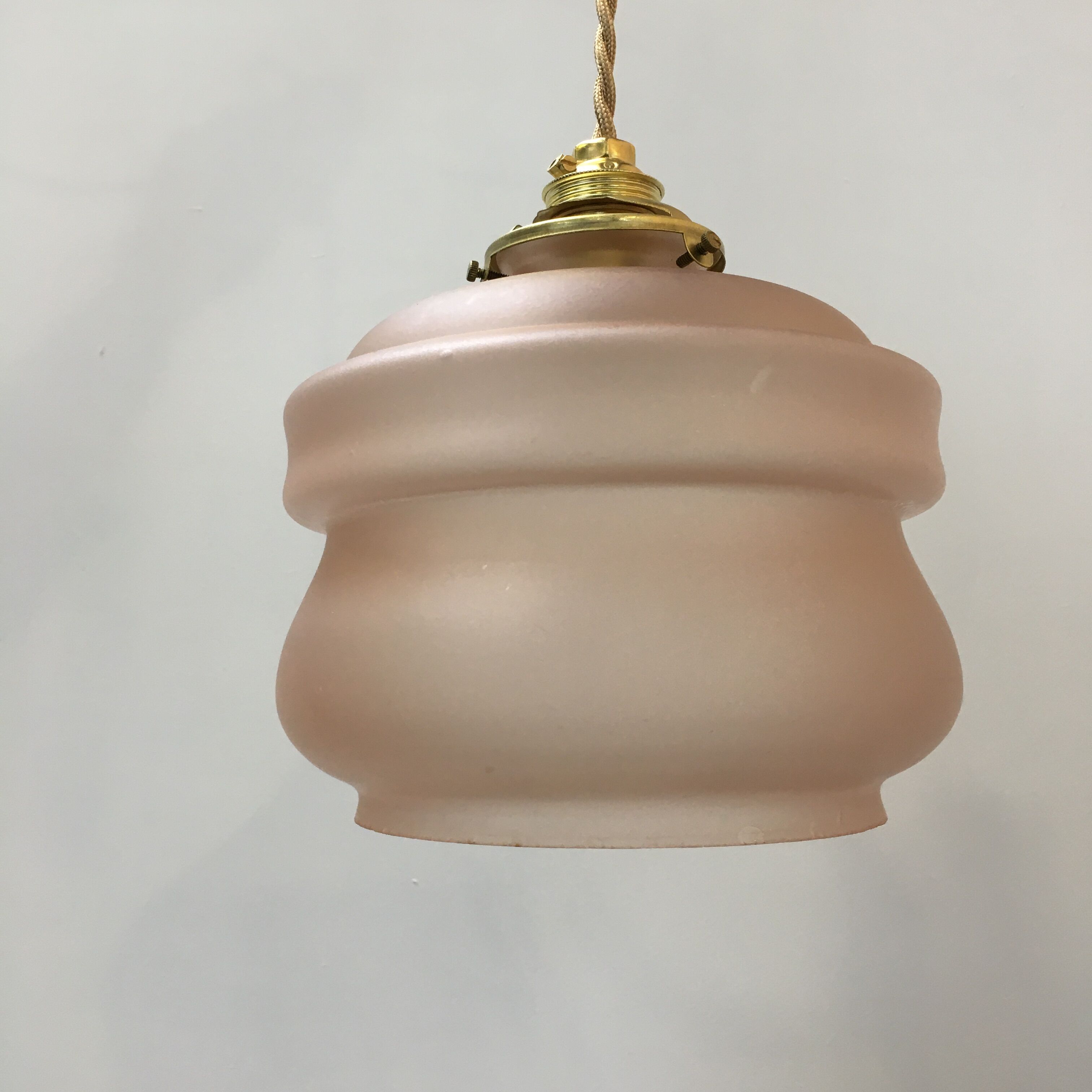 Art deco hanging in pink-apricot frosted glass