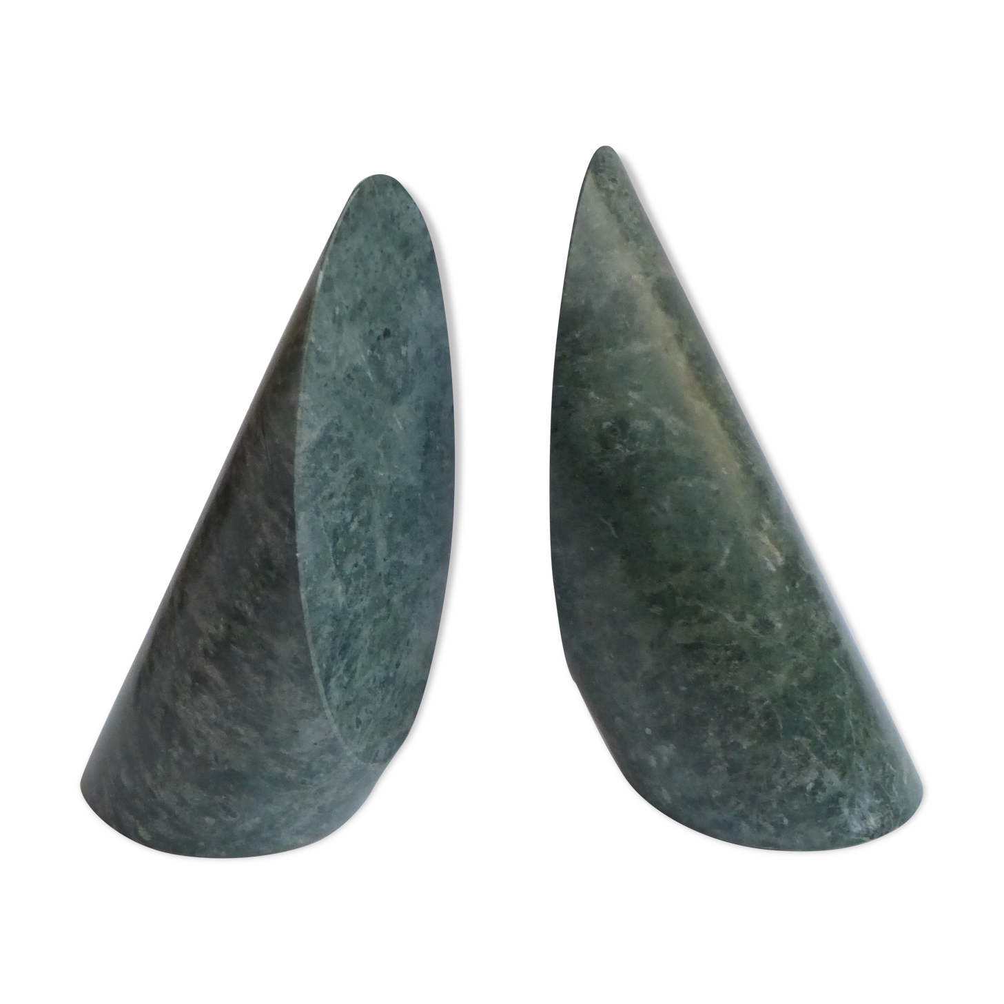 Serpentine marble bookends 1970's