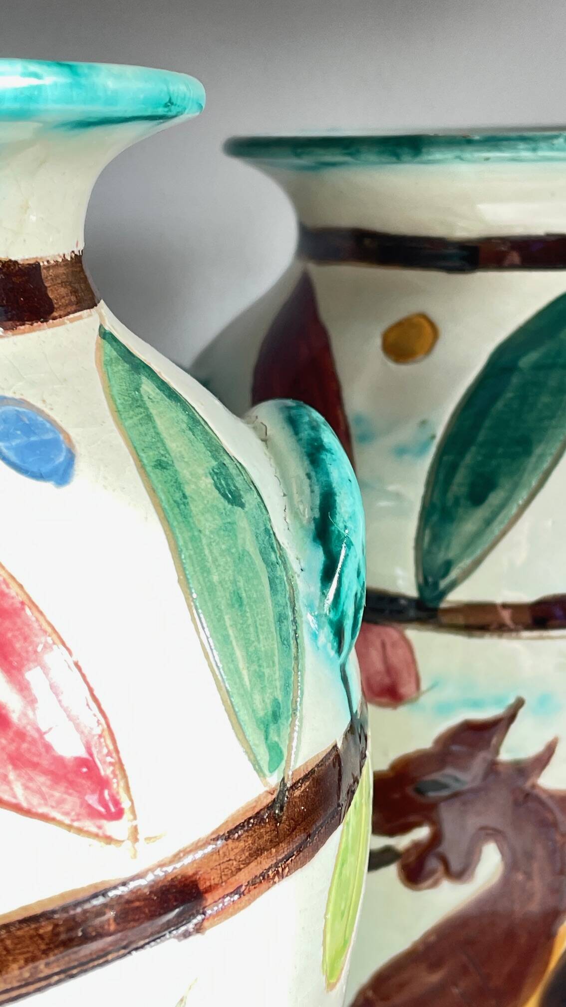 Vases vintage italy motif dragon