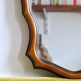 Large vintage mirror in scrolled cherry wood