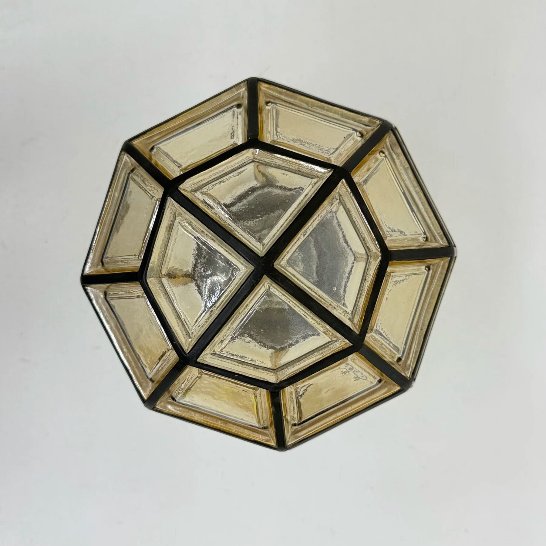1 of 2 Limburg Glashütte glass ceiling lamp flush mount, 1970s