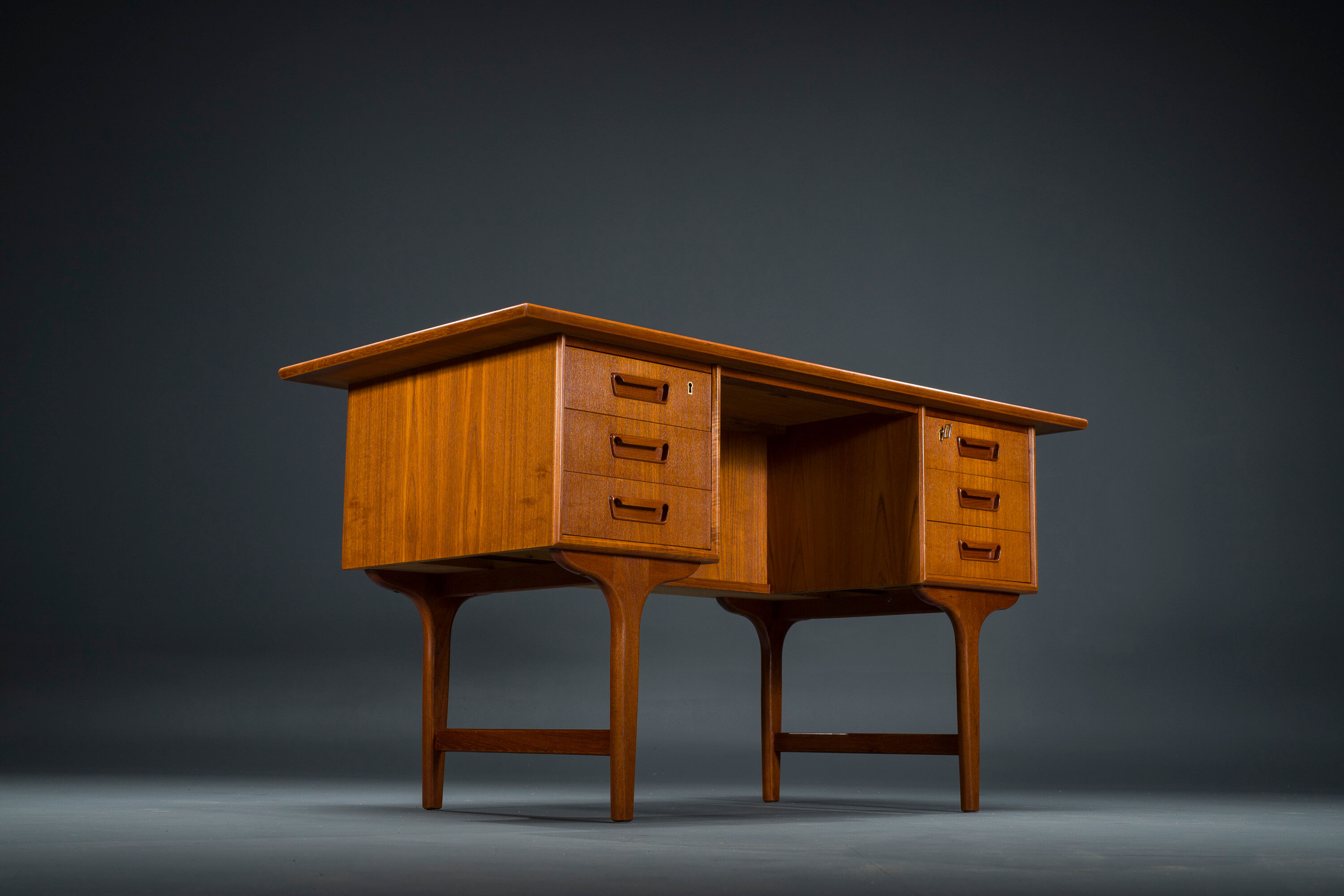 Danish teak desk by Gunnar Nielsen for Tibergaard 1960s