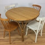 Round dining table 4 people rattan