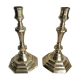 Pair of polished bronze candle holders XVIII th century