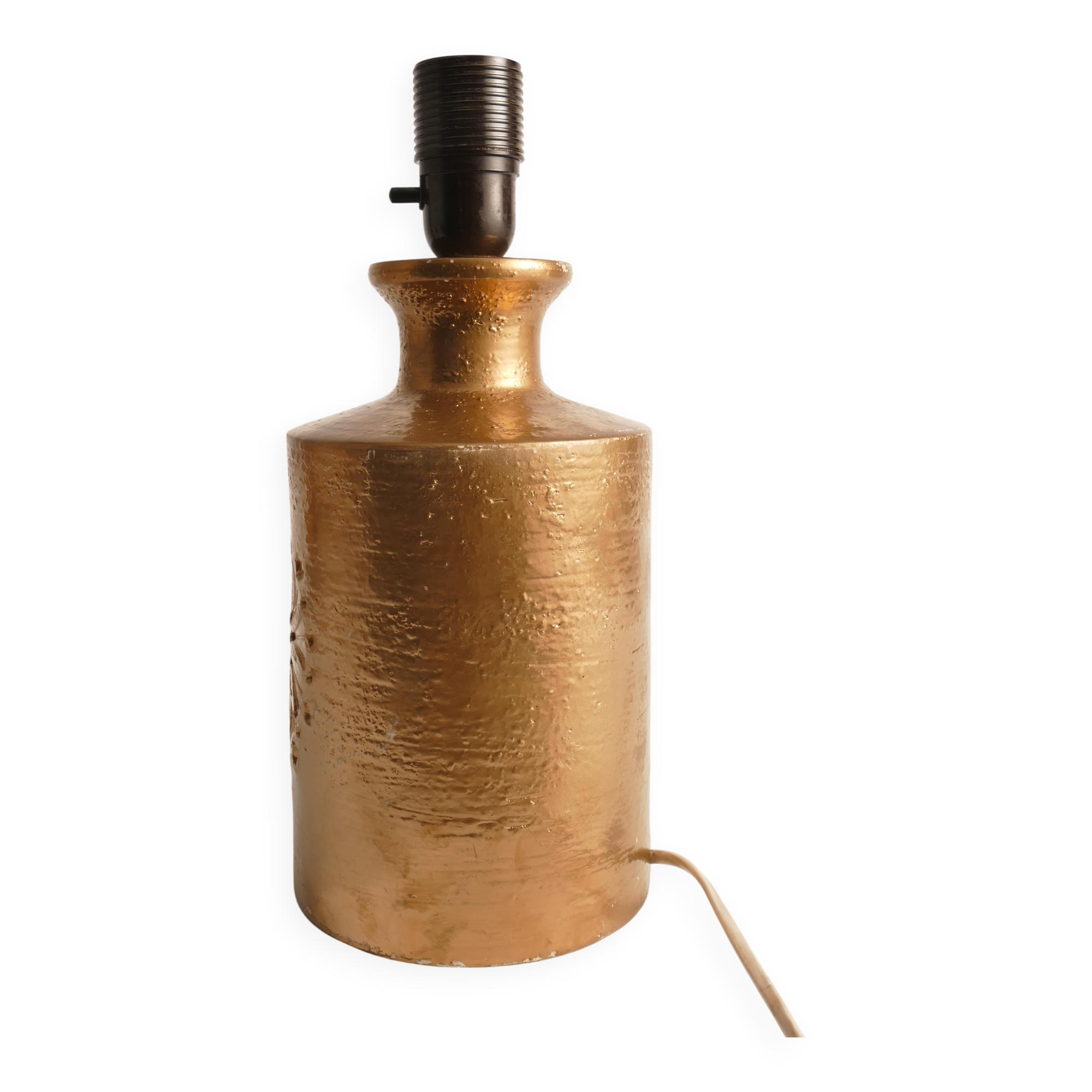 Gold Glazed Ceramic Table Lamp by Bitossi for Bergboms, 1970's