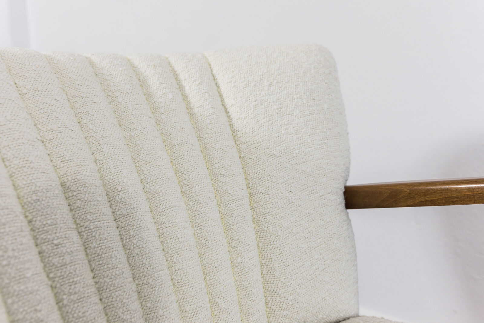 Pair of white cream boucle cocktail chairs, 1950s