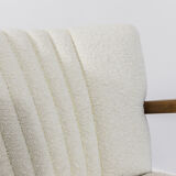 Pair of white cream boucle cocktail chairs, 1950s