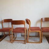 Suite of 4 chairs sleds Baumann, 1960s