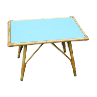 Blue rattan coffee table