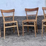 Série de 4 chaises en hêtre bois clair vintage