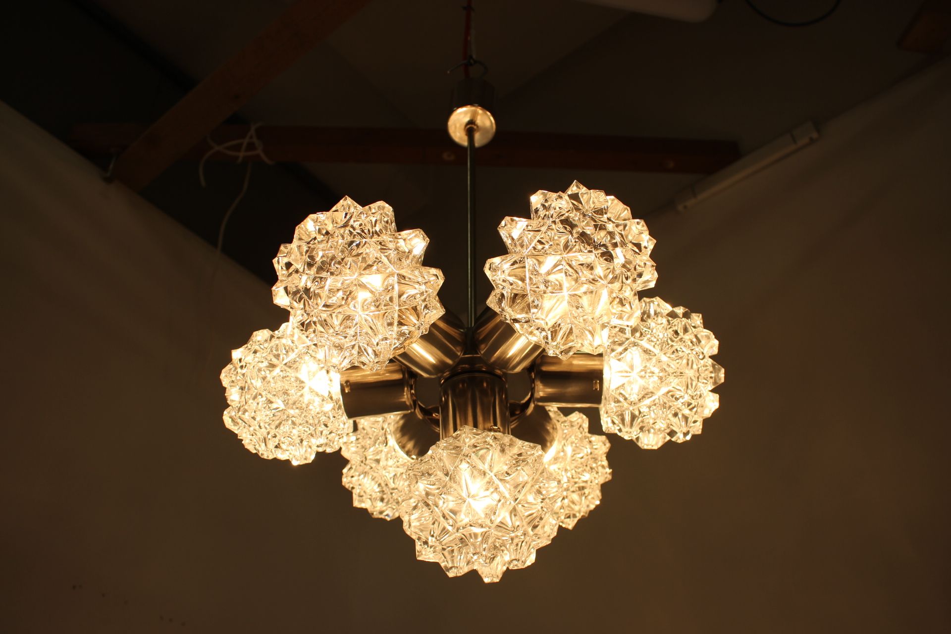 Mid-century glass chandelier , Kamenický Šenov, 1960´s