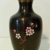 Vase chinois ancien bronze emaux cloisonné champlevé