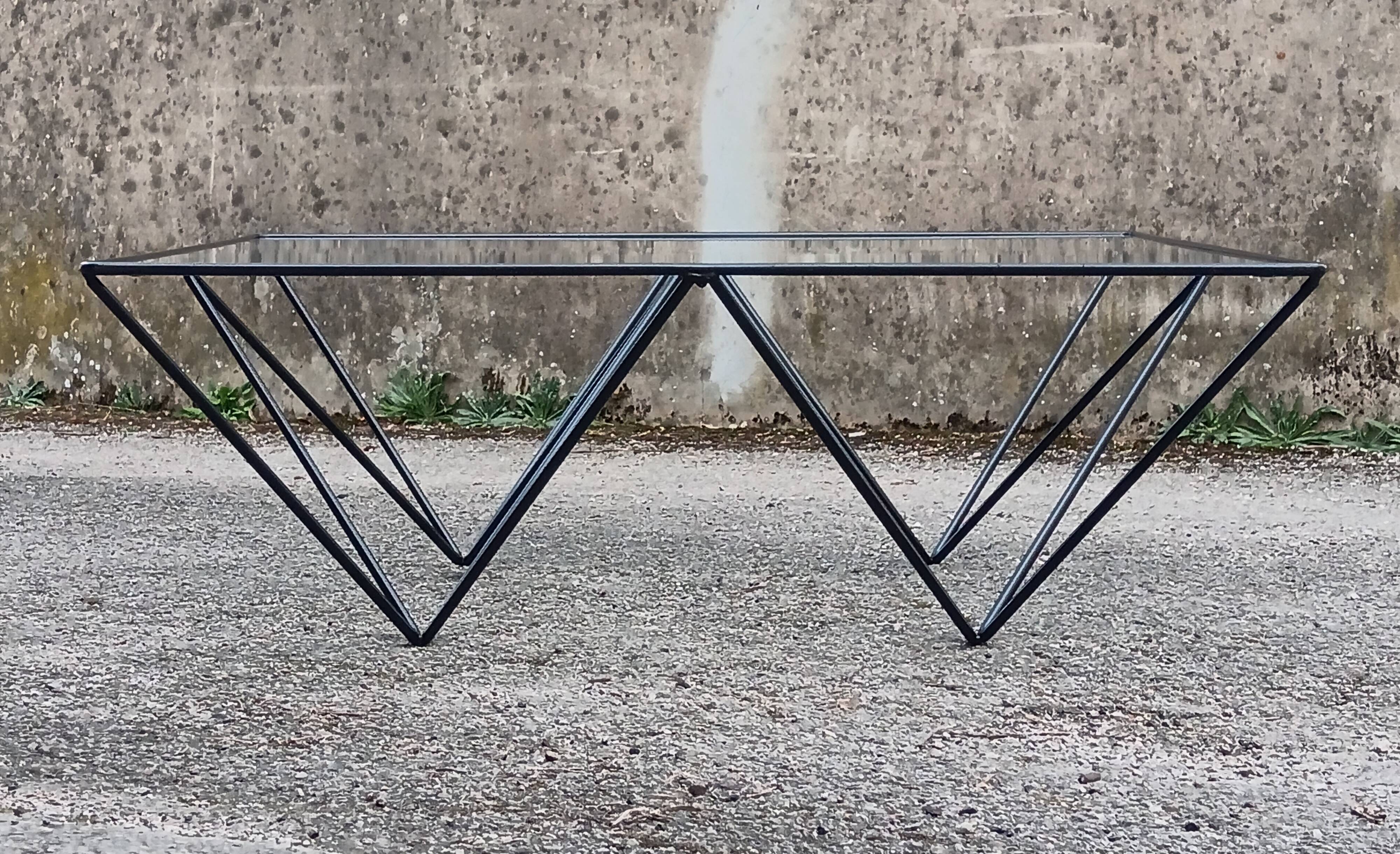 Metal and glass coffee table, 1980