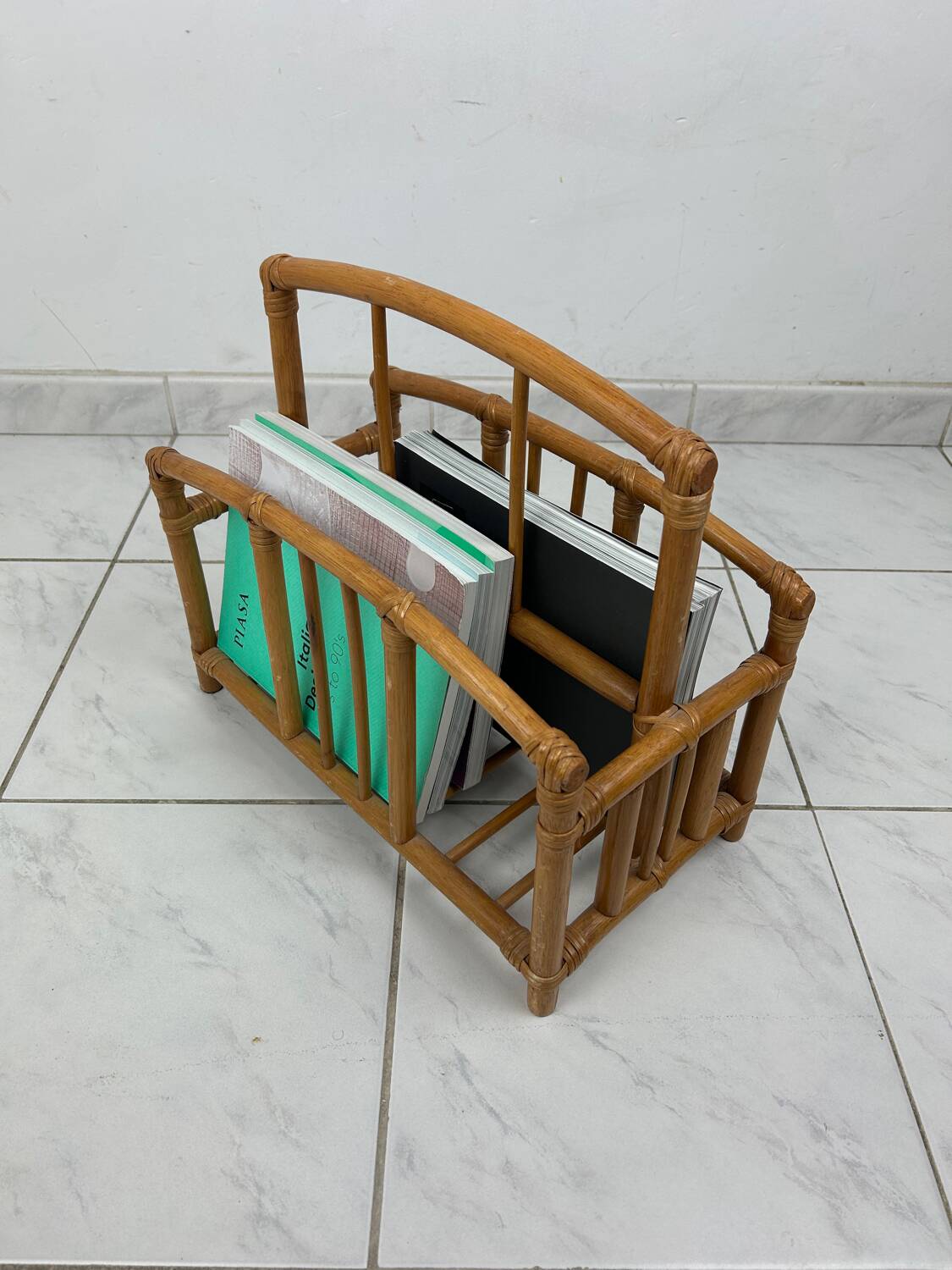 Vintage bamboo magazine rack