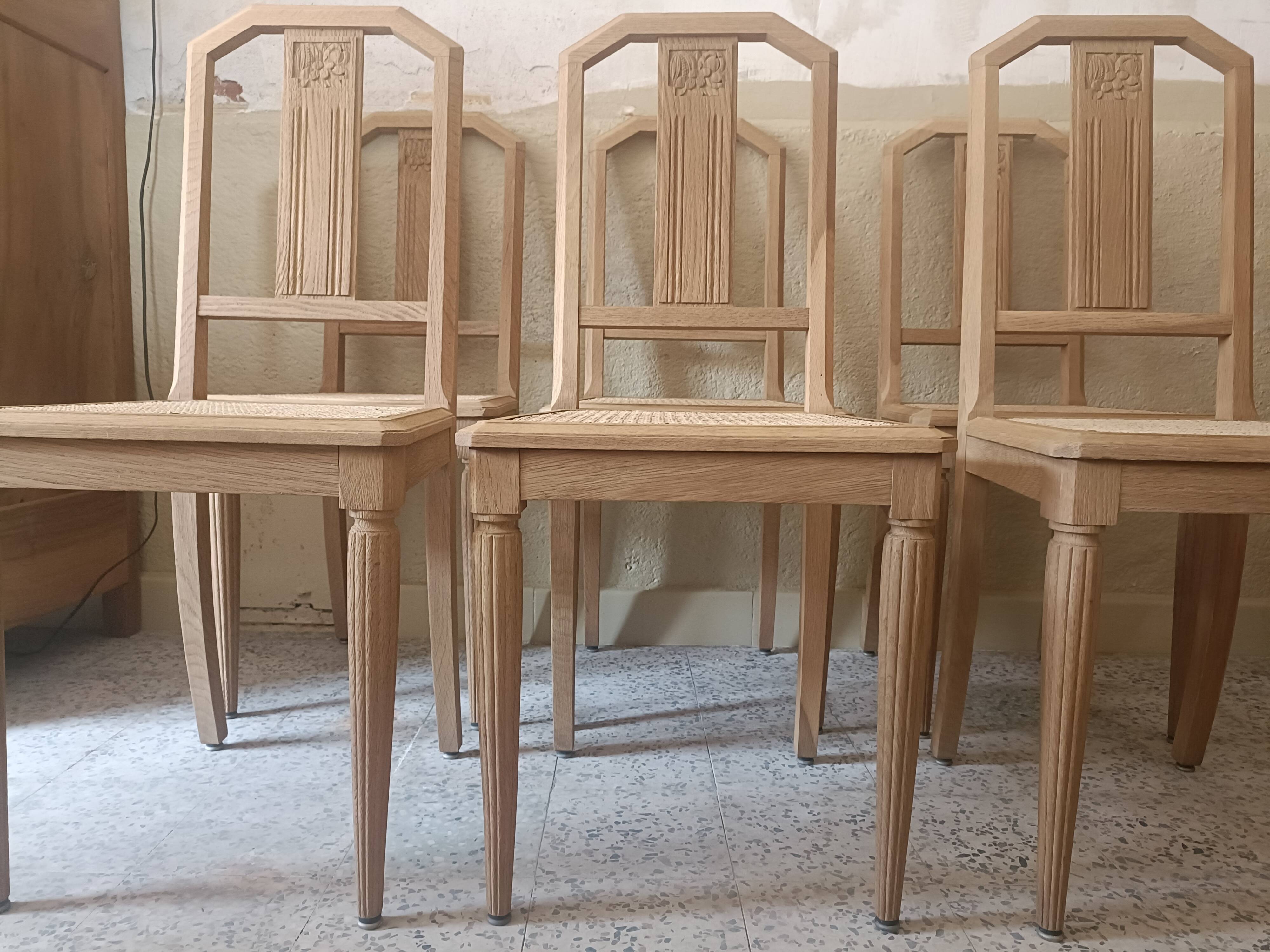 6 chaises cannées art déco rénovées