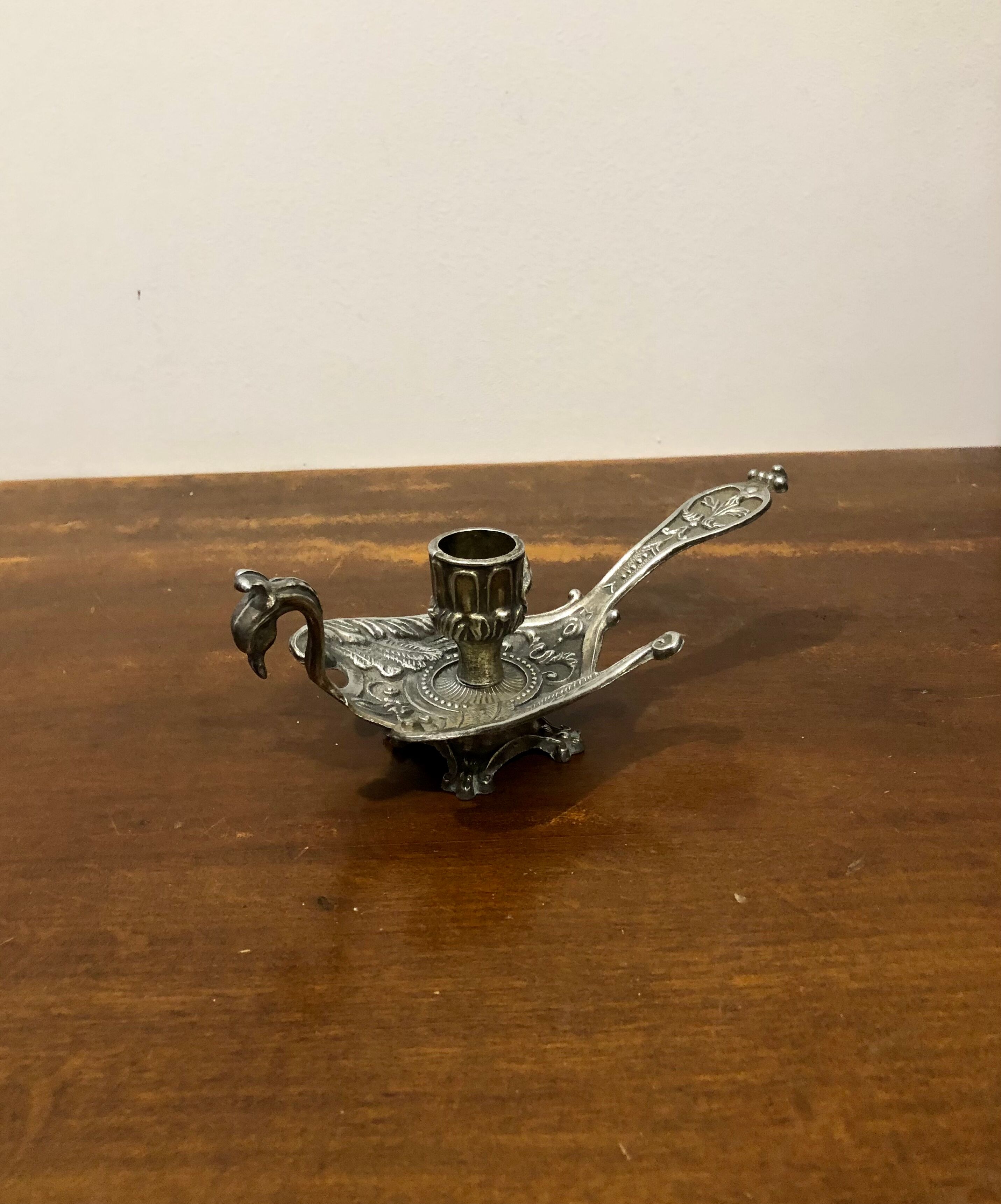 Brass peacock candle holder